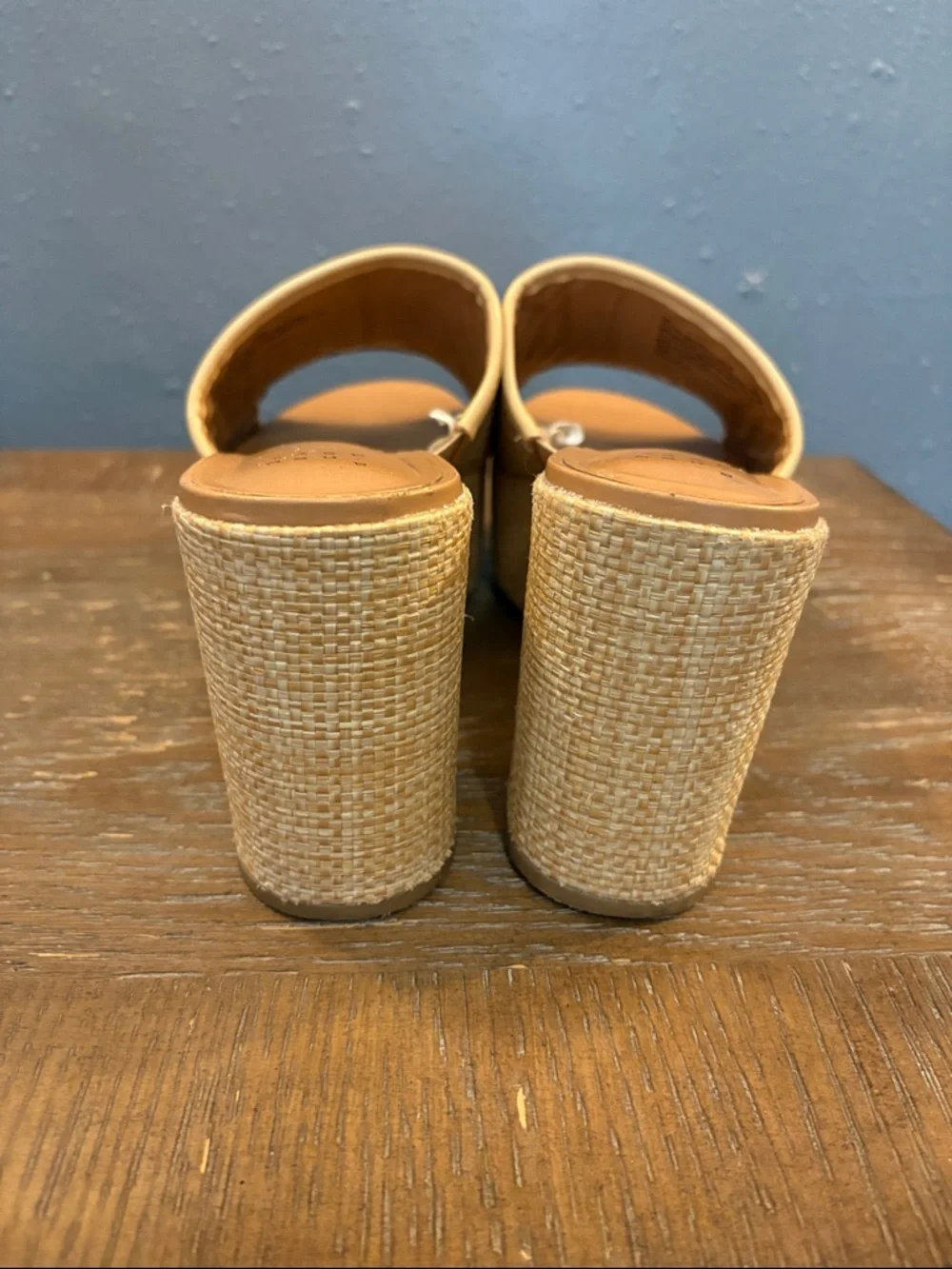 Woven Slide Platform Heels in Natural - Women size 9 Wide